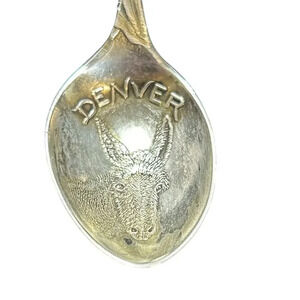 Sterling Silver Souvenir Spoon Denver Donkey Burro Mule Antique Vintage 3 1/2”